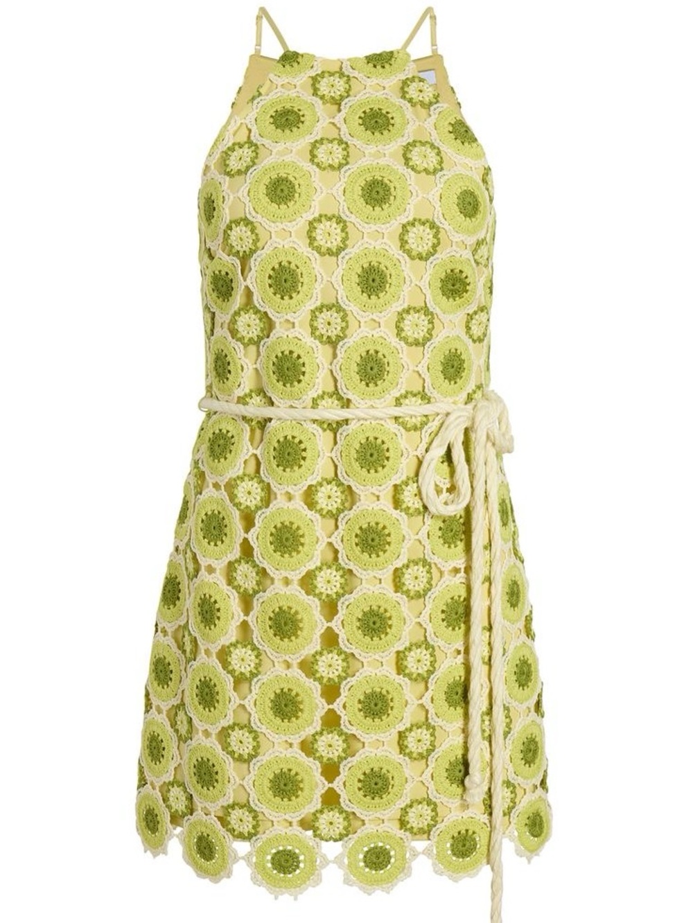Likely Green and Cream Crochet Mini Dress